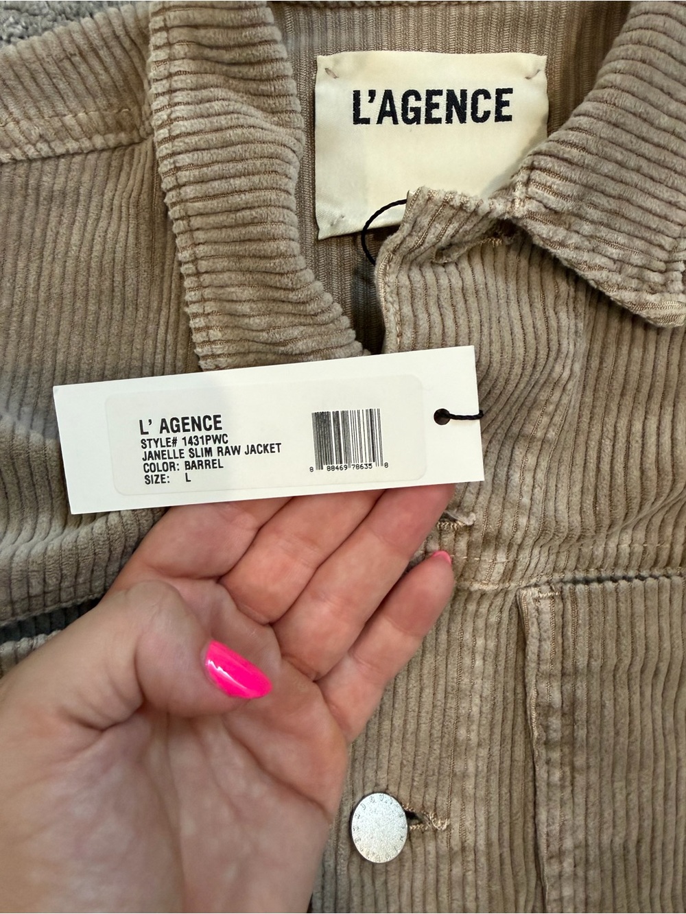 L'AGENCE Taupe Corduroy Jacket - Picture 3 of 4